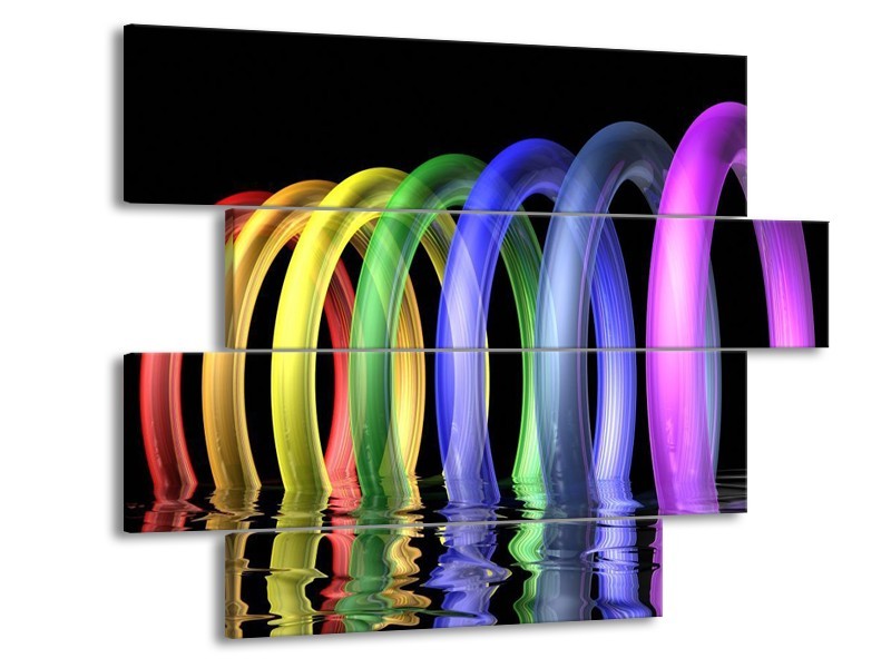 Canvas schilderij Design | Geel, Paars, Blauw | 115x85cm 4Luik