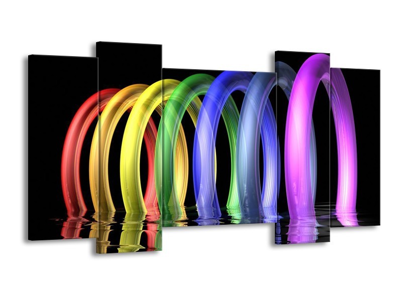 Canvas schilderij Design | Geel, Paars, Blauw | 120x65 5Luik