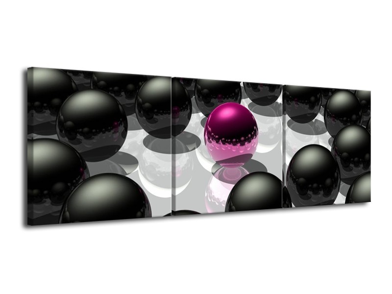 Glas schilderij Design | Roze, Zwart, Grijs | 120x40cm 3Luik