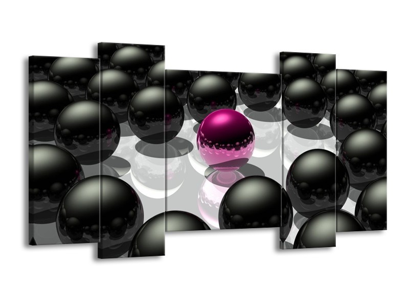 Canvas schilderij Design | Roze, Zwart, Grijs | 120x65 5Luik