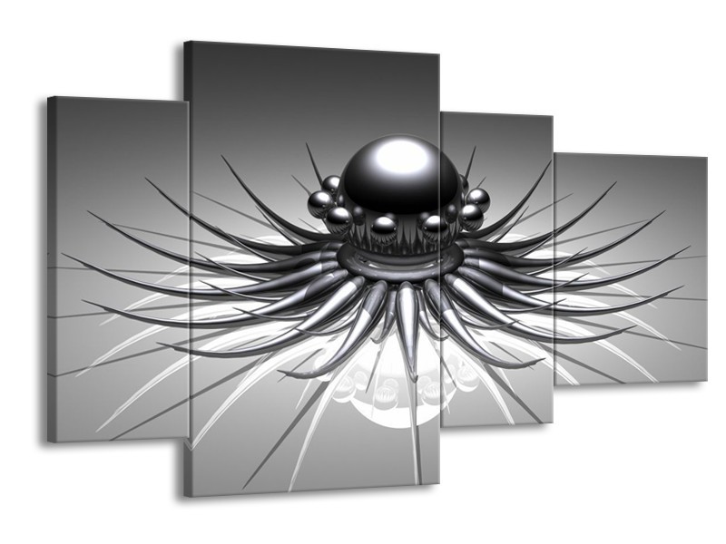 Glas schilderij Design | Wit, Zwart, Grijs | 120x75cm 4Luik