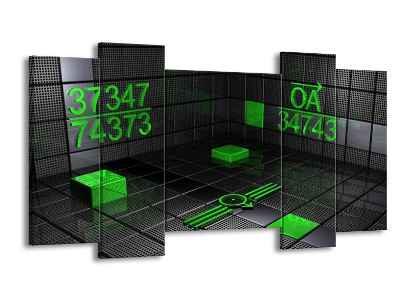 Canvas schilderij Design | Groen, Grijs | 120x65 5Luik