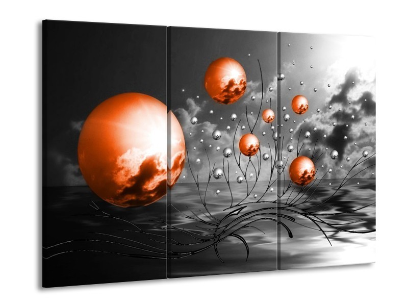 Canvas schilderij Design | Oranje, Grijs, Zwart | 90x60cm 3Luik