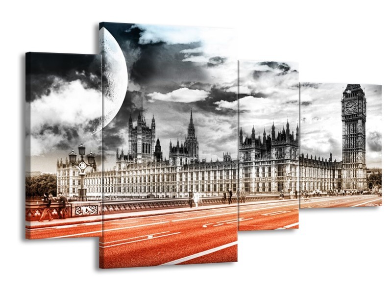 Glas schilderij Modern | Rood, Grijs, Zwart | 120x75cm 4Luik