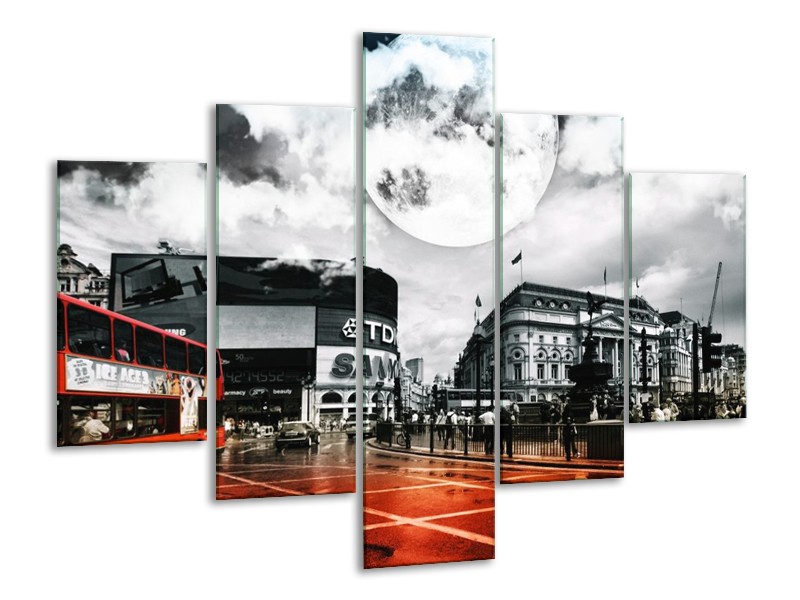Canvas schilderij Modern | Rood, Grijs, Zwart | 100x70cm 5Luik