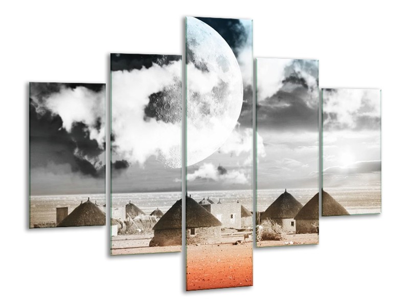 Canvas schilderij Modern | Rood, Grijs, Zwart | 100x70cm 5Luik