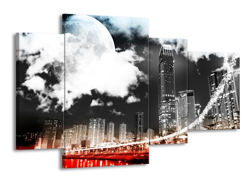 Glas schilderij Modern | Rood, Grijs, Zwart | 120x75cm 4Luik