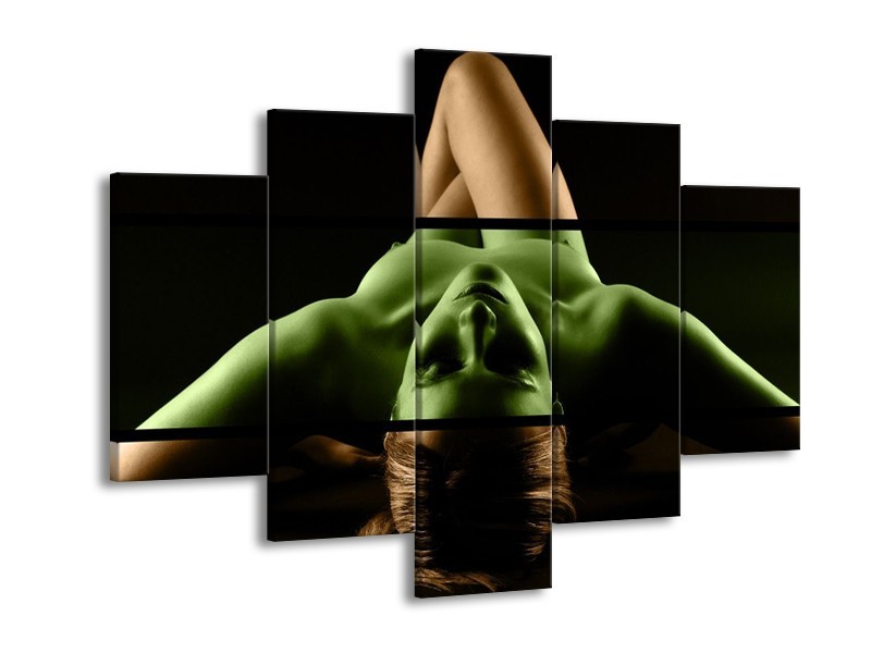Glas schilderij Lichaam | Groen, Bruin, Zwart | 150x105cm 5Luik
