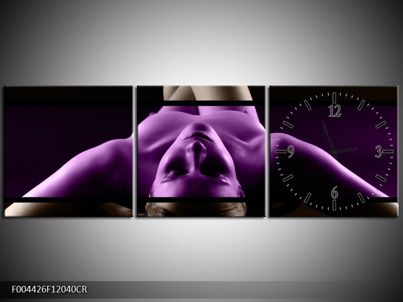 Klok schilderij Lichaam | Paars, Bruin, Zwart | 120x40cm 3Luik