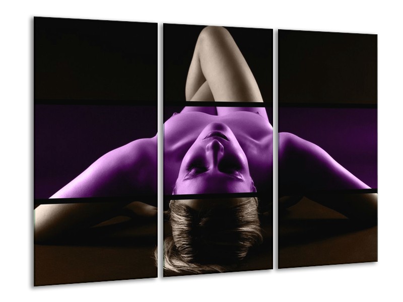 Canvas schilderij Lichaam | Paars, Bruin, Zwart | 120x80cm 3Luik