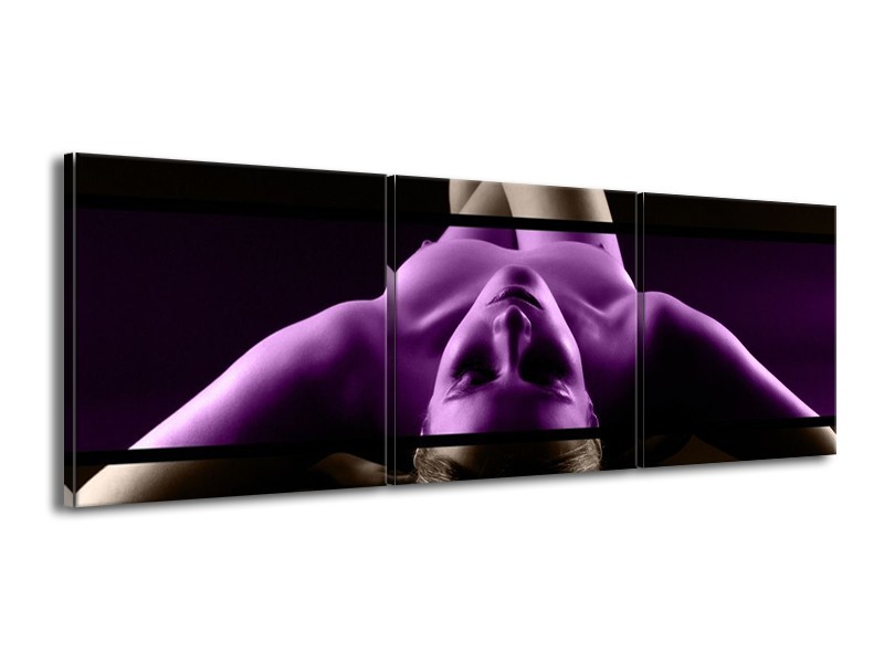 Canvas schilderij Lichaam | Paars, Bruin, Zwart | 150x50cm 3Luik