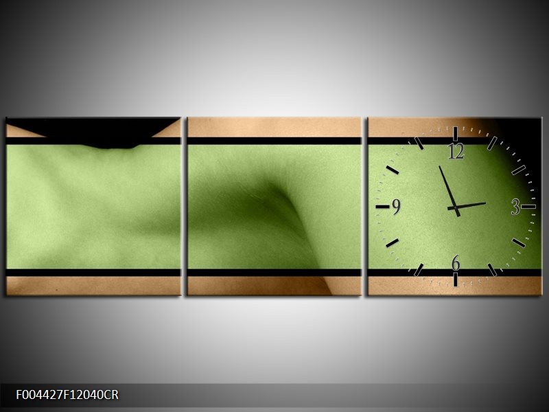 Klok schilderij Lichaam | Groen, Bruin, Zwart | 120x40cm 3Luik
