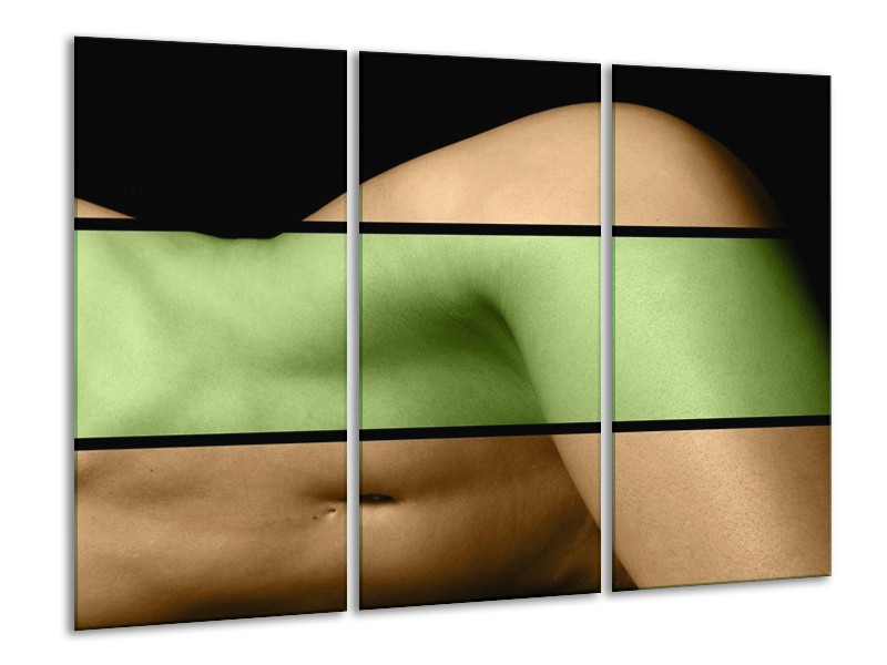 Canvas schilderij Lichaam | Groen, Bruin, Zwart | 120x80cm 3Luik