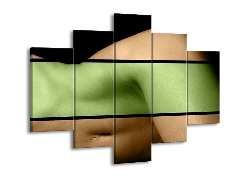 Glas schilderij Lichaam | Groen, Bruin, Zwart | 150x105cm 5Luik