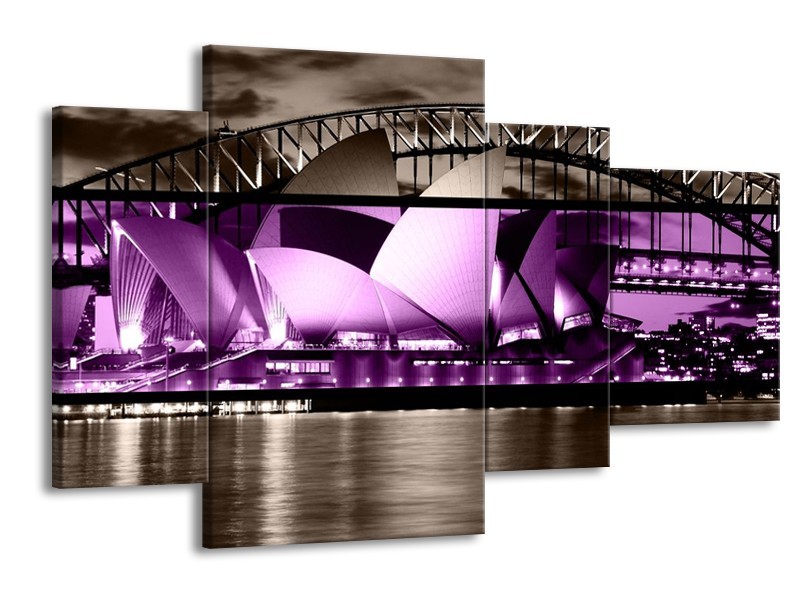 Glas schilderij Sydney | Paars, Grijs, Zwart | 120x75cm 4Luik