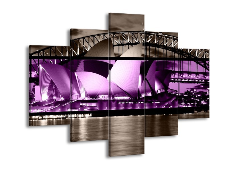 Glas schilderij Sydney | Paars, Grijs, Zwart | 150x105cm 5Luik