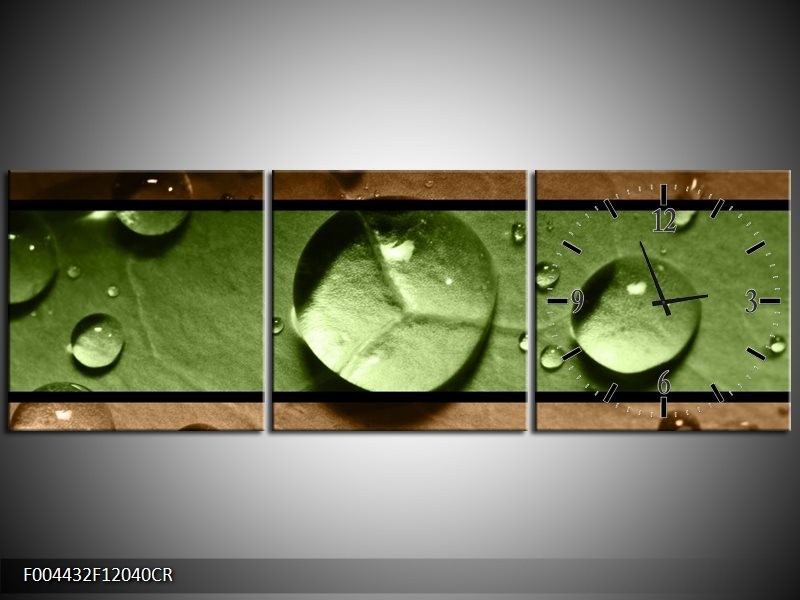 Klok schilderij Modern | Groen, Bruin | 120x40cm 3Luik