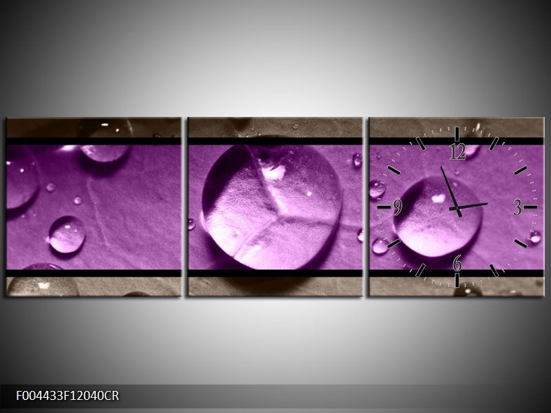 Klok schilderij Modern | Paars, Grijs | 120x40cm 3Luik