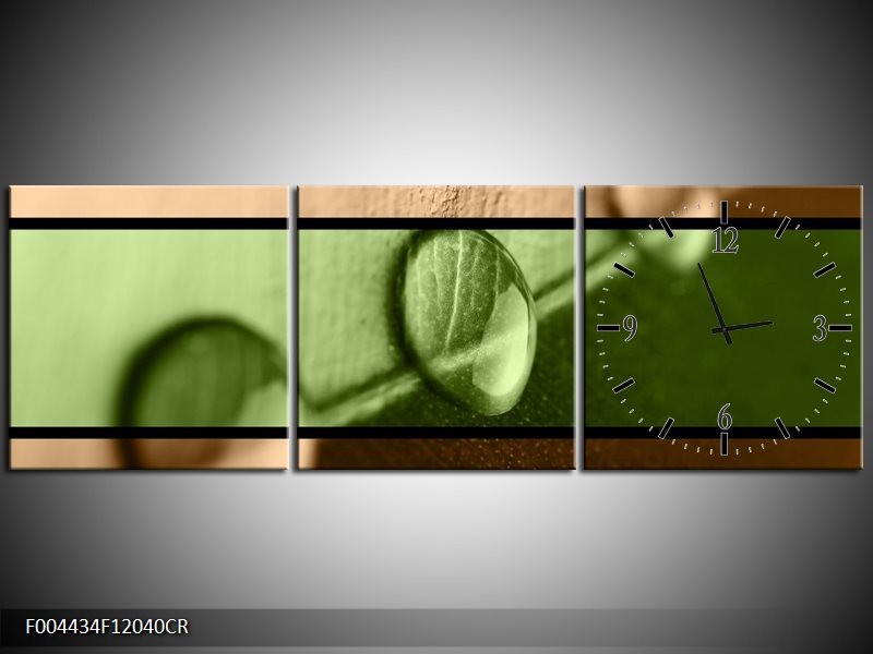 Klok schilderij Modern | Groen, Bruin | 120x40cm 3Luik