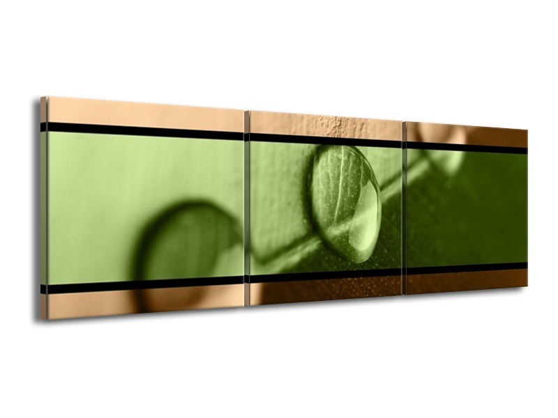 Canvas schilderij Modern | Groen, Bruin | 150x50cm 3Luik
