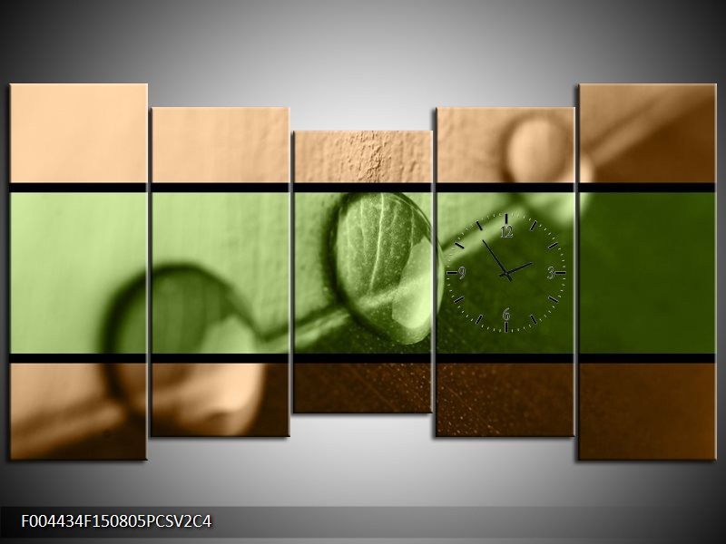 Klok schilderij Modern | Groen, Bruin | 150x80cm 5Luik