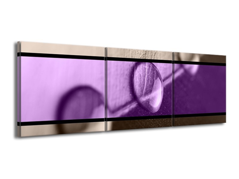 Canvas schilderij Druppels | Paars, Bruin | 150x50cm 3Luik