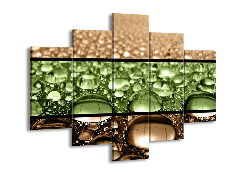 Glas schilderij Druppels | Groen, Bruin | 150x105cm 5Luik