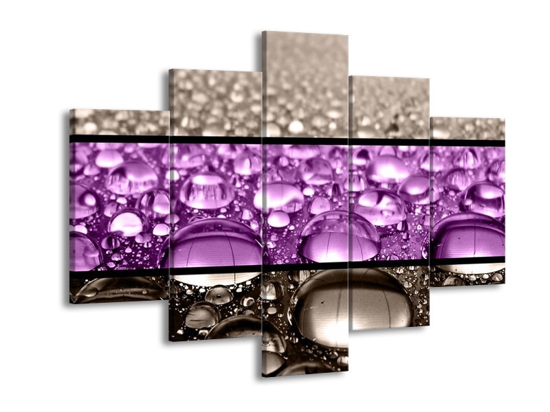 Glas schilderij Druppels | Paars, Grijs | 150x105cm 5Luik