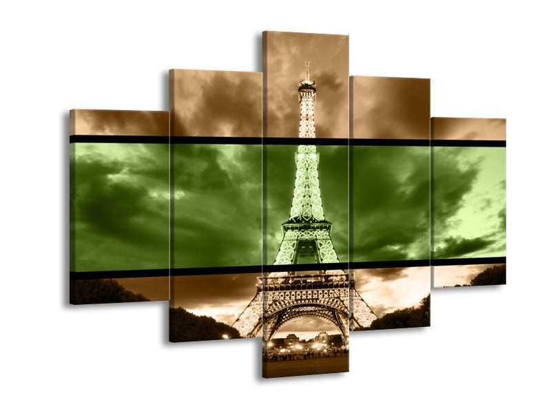Glas schilderij Parijs | Groen, Bruin | 150x105cm 5Luik