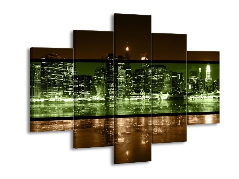 Glas schilderij Steden | Groen, Bruin | 150x105cm 5Luik