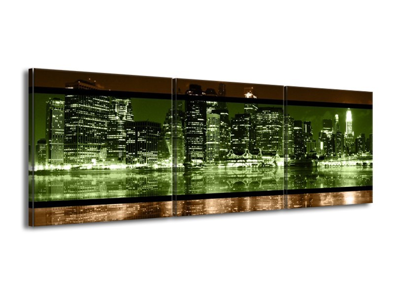 Canvas schilderij Steden | Groen, Bruin | 150x50cm 3Luik