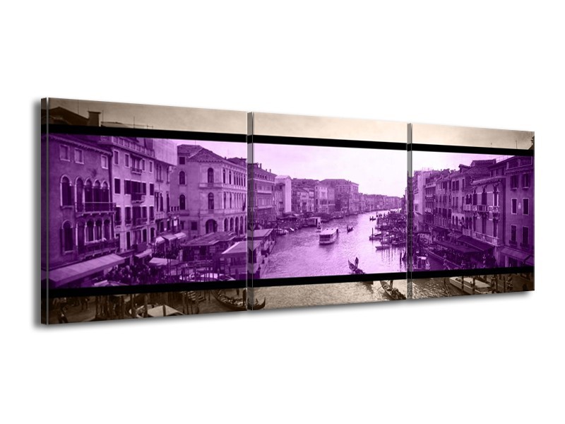 Canvas schilderij Venetie | Paars, Grijs | 150x50cm 3Luik