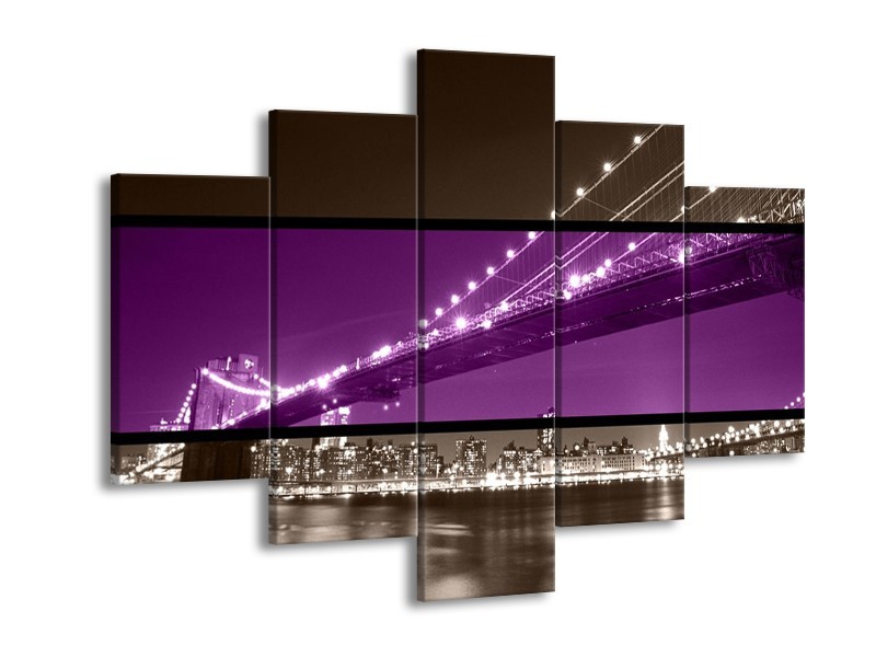 Glas schilderij Brug | Paars, Grijs | 150x105cm 5Luik