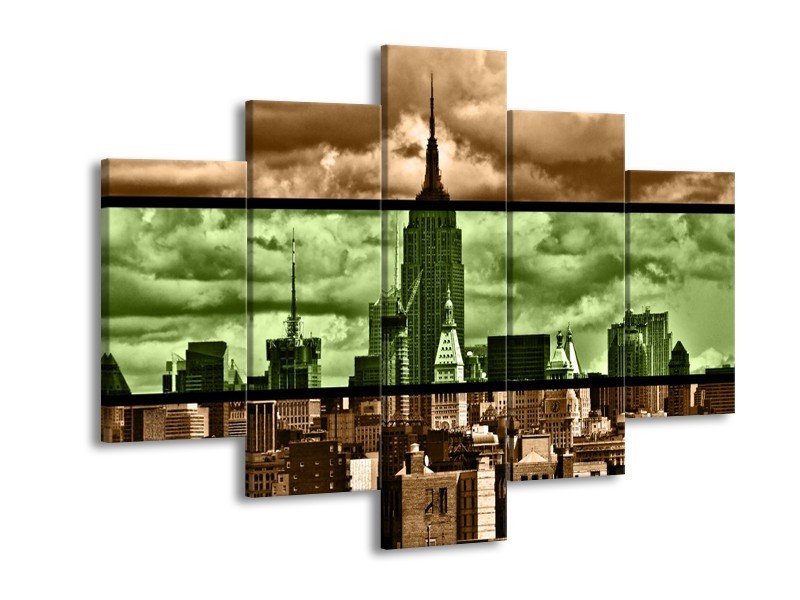 Canvas schilderij Modern | Bruin, Groen | 150x105cm 5Luik