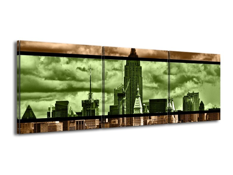 Canvas schilderij Modern | Bruin, Groen | 150x50cm 3Luik