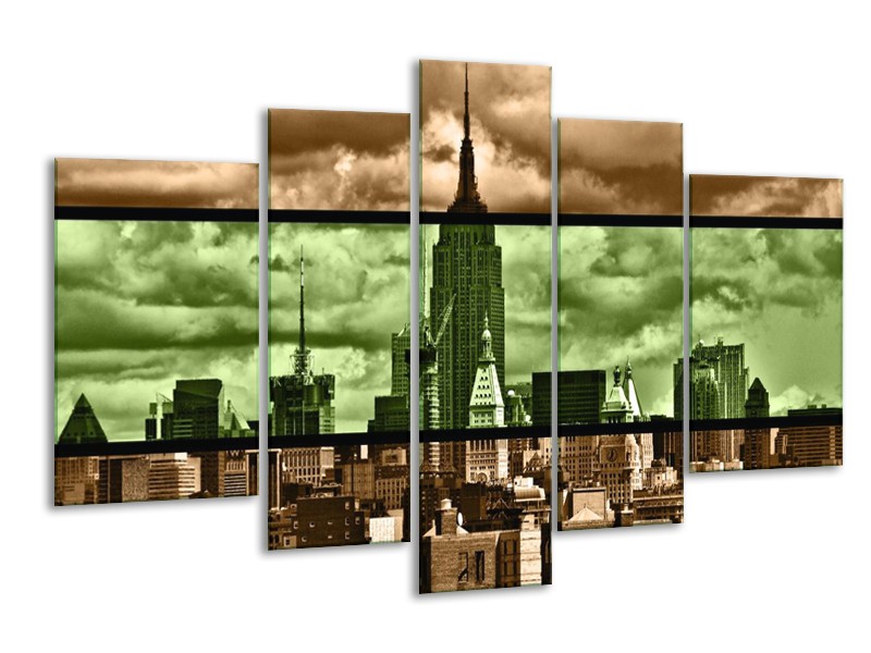 Canvas schilderij Modern | Bruin, Groen | 170x100cm 5Luik