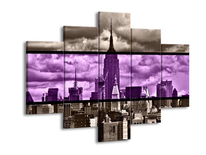 Glas schilderij Modern | Paars, Grijs | 150x105cm 5Luik