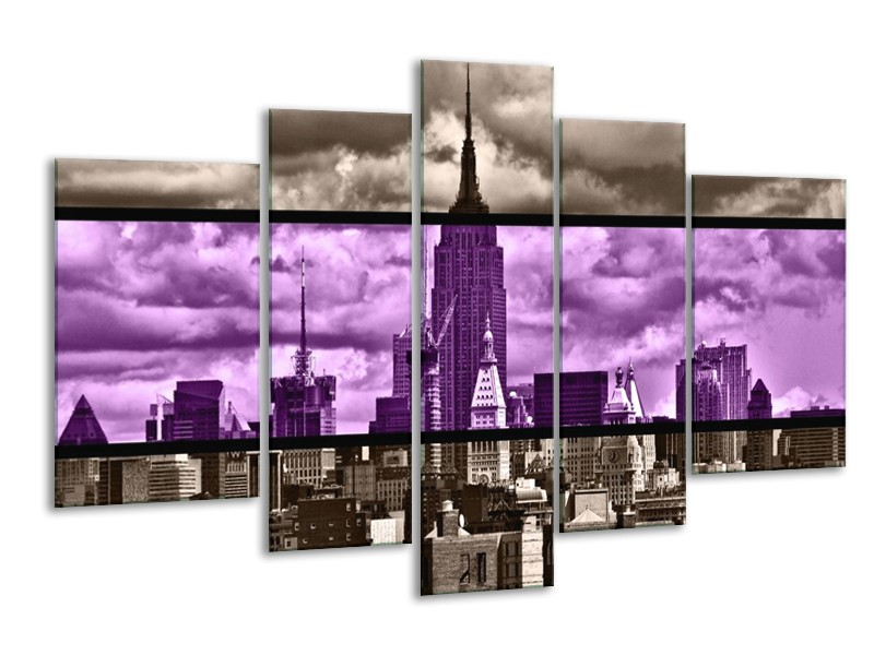 Canvas schilderij Modern | Paars, Grijs | 170x100cm 5Luik