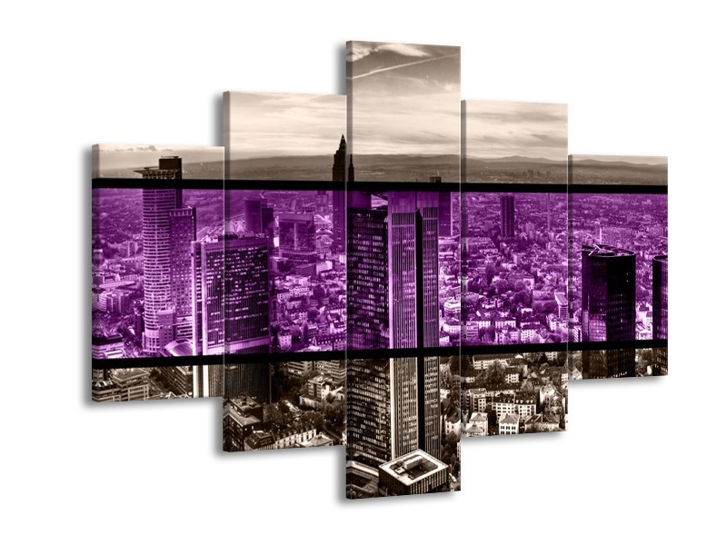 Glas schilderij Modern | Paars, Grijs, Zwart | 150x105cm 5Luik
