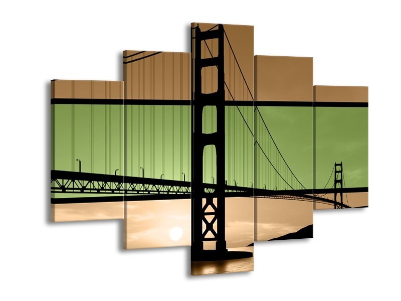 Glas schilderij Brug | Groen, Bruin, Zwart | 150x105cm 5Luik