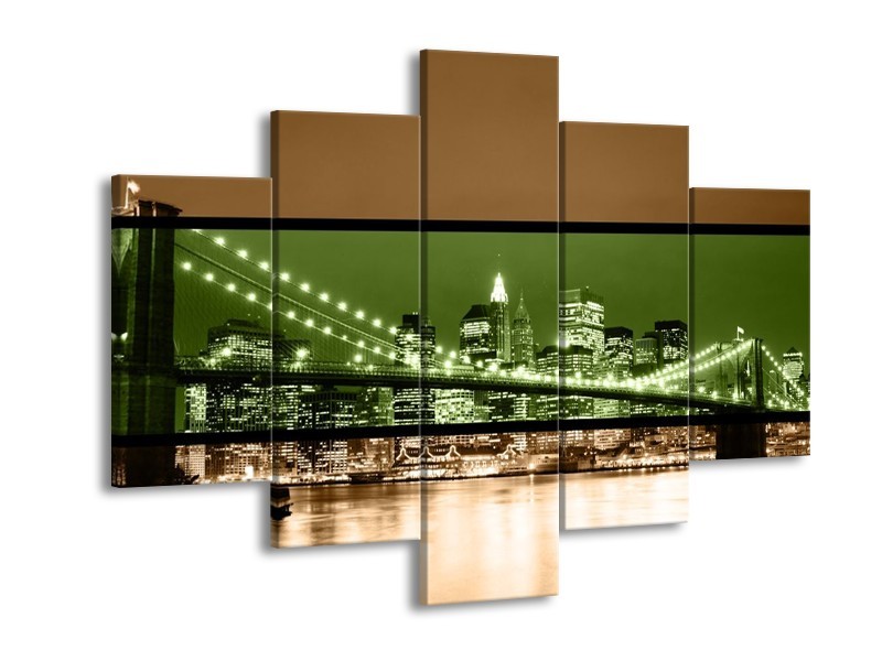 Glas schilderij Brug | Groen, Bruin, Zwart | 150x105cm 5Luik
