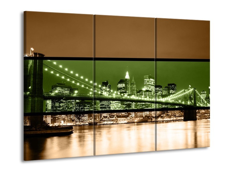 Glas schilderij Brug | Groen, Bruin, Zwart | 90x60cm 3Luik
