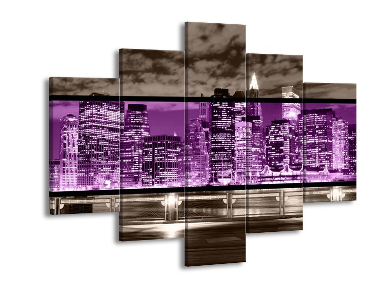 Glas schilderij Modern | Paars, Grijs, Zwart | 150x105cm 5Luik