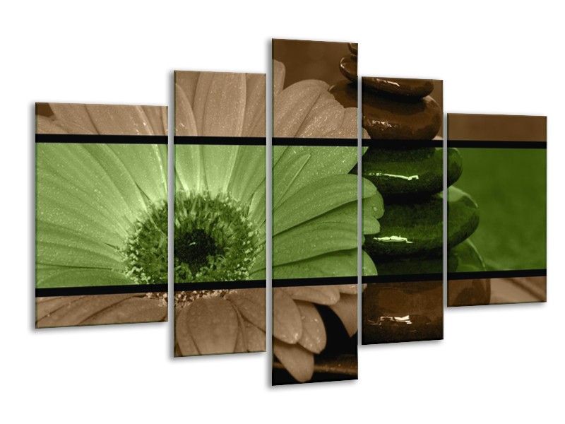 Canvas schilderij Bloem | Groen, Bruin | 170x100cm 5Luik