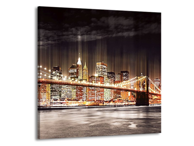 Canvas schilderij Brug | Bruin, Geel, Zwart | 70x70cm 1Luik