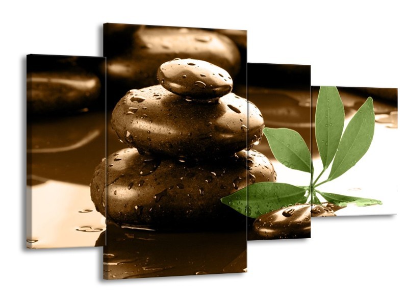 Canvas schilderij Spa | Bruin, Groen, Wit | 120x75cm 4Luik
