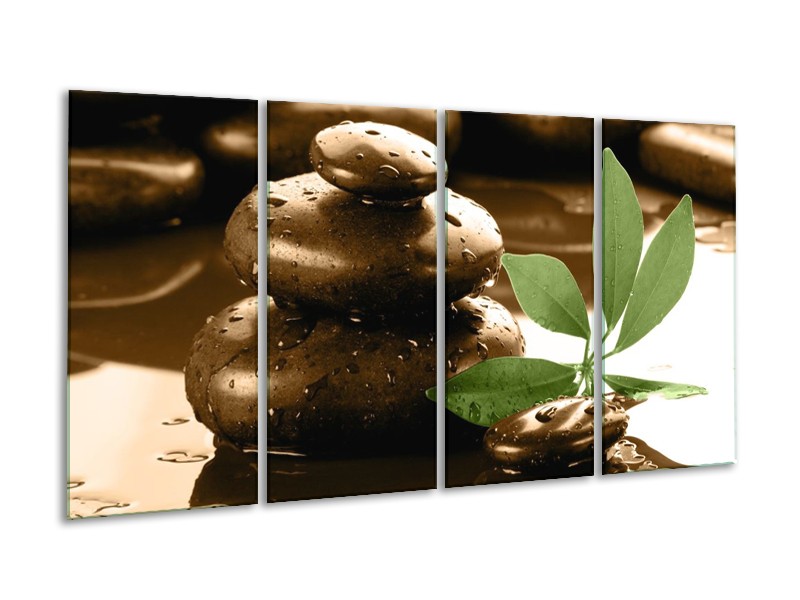 Canvas schilderij Spa | Bruin, Groen, Wit | 160x80cm 4Luik
