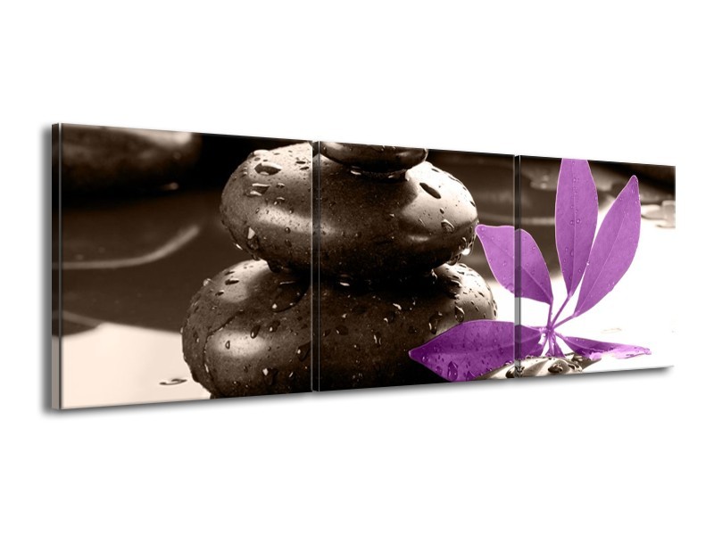 Canvas schilderij Spa | Zwart, Paars, Wit | 150x50cm 3Luik