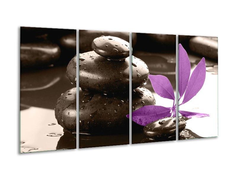 Canvas schilderij Spa | Zwart, Paars, Wit | 160x80cm 4Luik