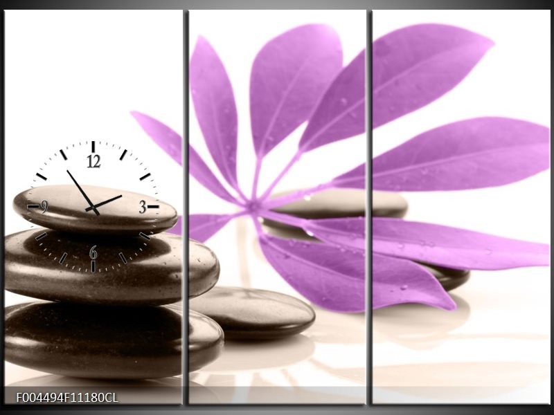 Klok schilderij Spa | Zwart, Paars, Wit | 111x80cm 3Luik